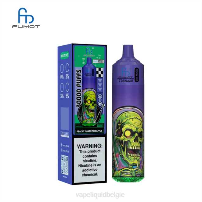 Vape België TH4T21 perzikkleurige mango-ananas Fumot Tornado 30k muziek