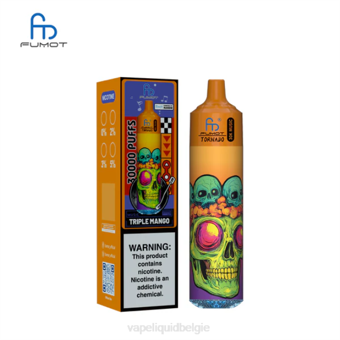Wegwerp Vape België TH4T29 drievoudige mango Fumot Tornado 30k muziek