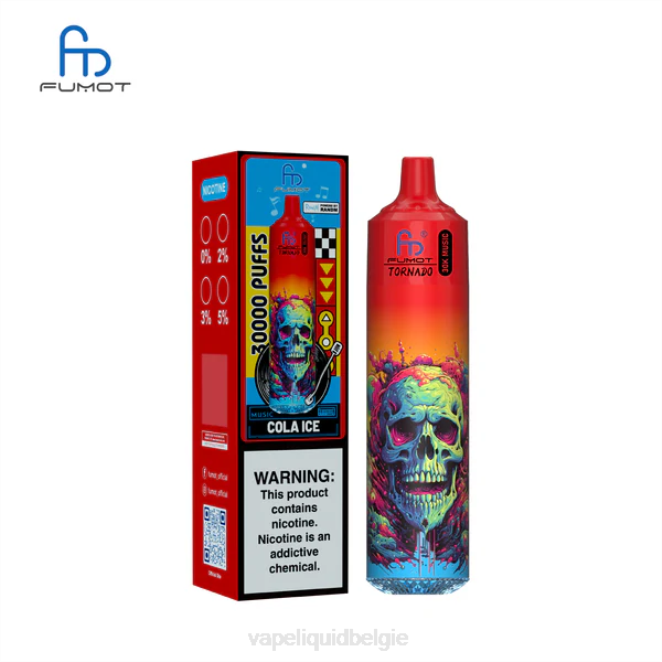 Wegwerp Vape België TH4T9 cola-ijs Fumot Tornado 30k muziek