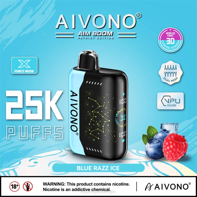 Aivono AIM BOOM 25000 blauw razz-ijs - H8VF345 E-Liquid Kopen België
