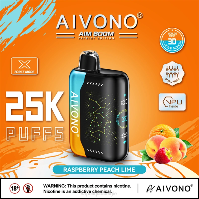 Aivono AIM BOOM 25000 frambozen perzik limoen - H8VF350 Vape Liquid