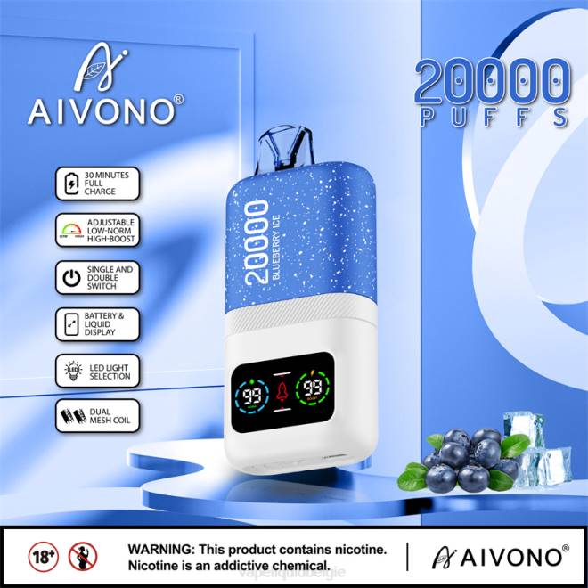 Aivono AIM magic 20000 bosbessen ijs - H8VF73 Vape België