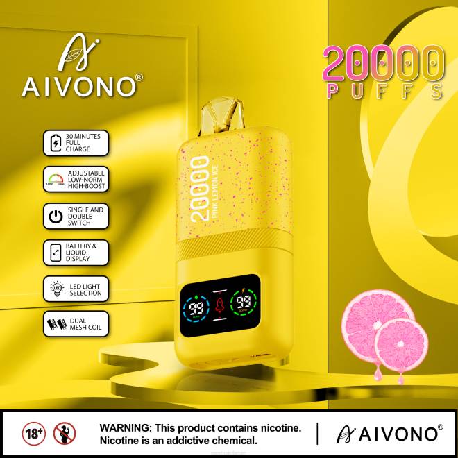 Aivono AIM magic 20000 roze citroenijs - H8VF83 Vape Liquid