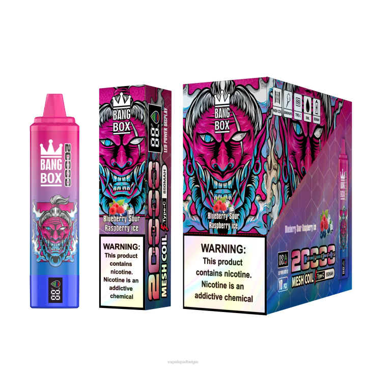 E-Liquid Kopen België 404V55 bosbessenzuur frambozenijs - Bang Box 20.000 trekjes slim scherm