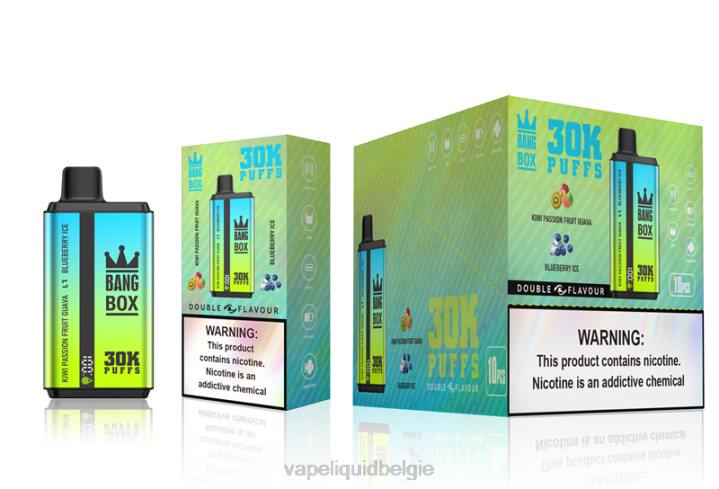 E-Liquid Kopen België 404V65 Kiwi-passievrucht-guave en bosbessenijs - Bang Box 30.000 soesjes dubbele smaken