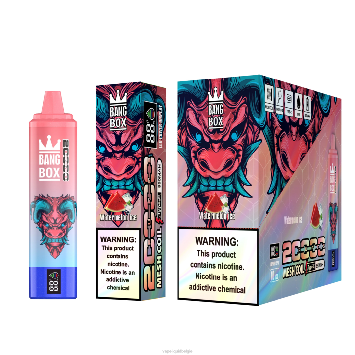 Vape België 404V56 watermeloen ijs - Bang Box 20.000 trekjes slim scherm