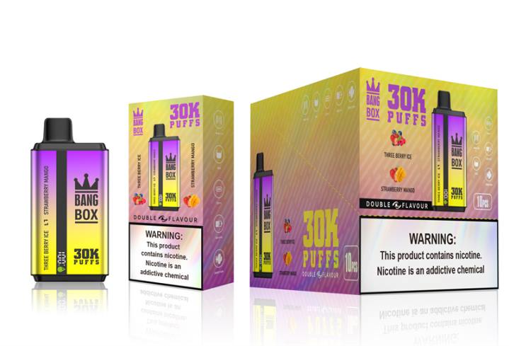Vape Liquid 404V67 drie bessenijs en aardbei-mango - Bang Box 30.000 soesjes dubbele smaken