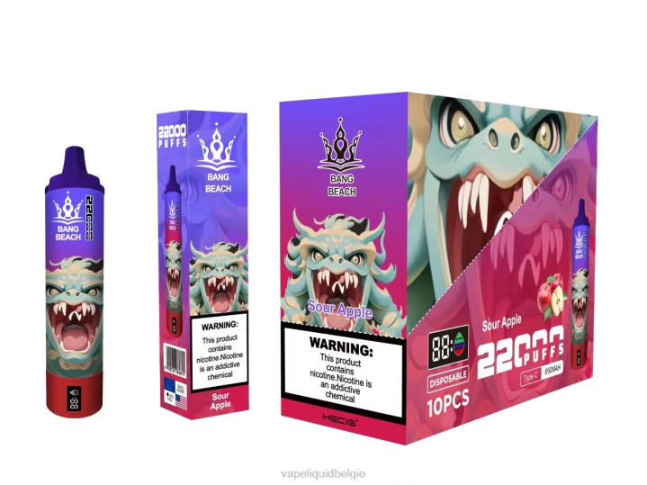 Vape Smaken 404V13 zure appel - Bang Beach 22000 trekjes slim scherm