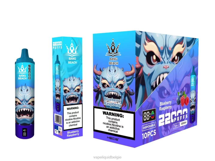 Wegwerp Vape België 404V14 bosbes framboos - Bang Beach 22000 trekjes slim scherm