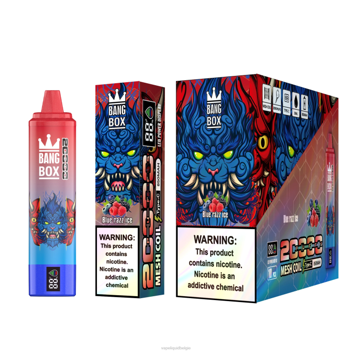 Wegwerp Vape België 404V59 blauw razz-ijs - Bang Box 20.000 trekjes slim scherm