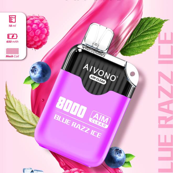 Aivono AIM CLEAR 8000 blauw razz-ijs - H8VF202 Vape België