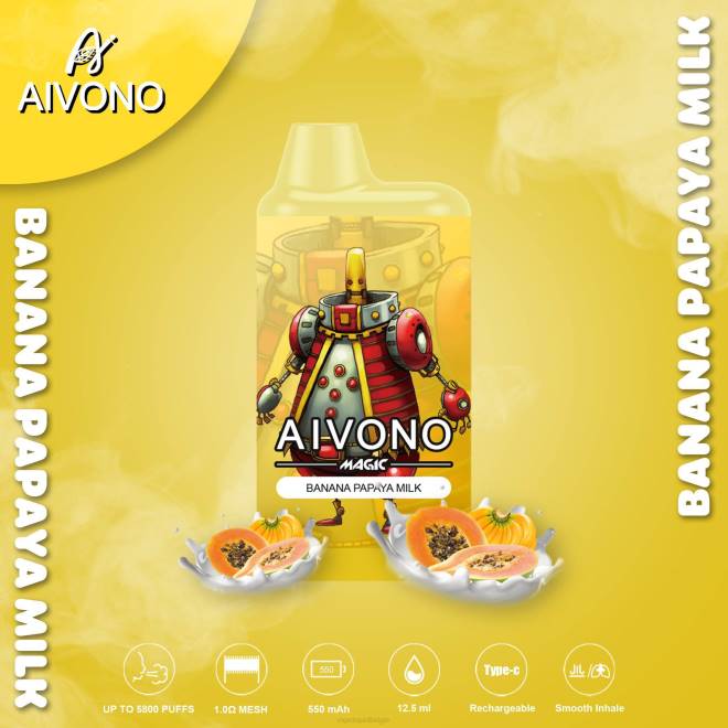 Aivono AIM MAGIC 5800 monddoossigaret bananenpapajamelk - H8VF94 Vape België