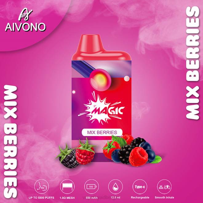 Aivono AIM MAGIC 5800 monddoossigaret bessen mengen - H8VF100 Vape België