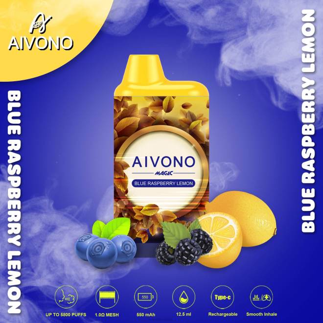 Aivono AIM MAGIC 5800 monddoossigaret blauwe frambozen-citroen - H8VF91 Vape België