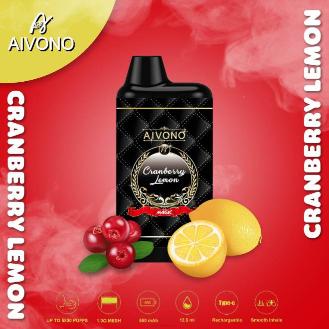 Aivono AIM MAGIC 5800 monddoossigaret cranberry citroen - H8VF89 Vape Liquid