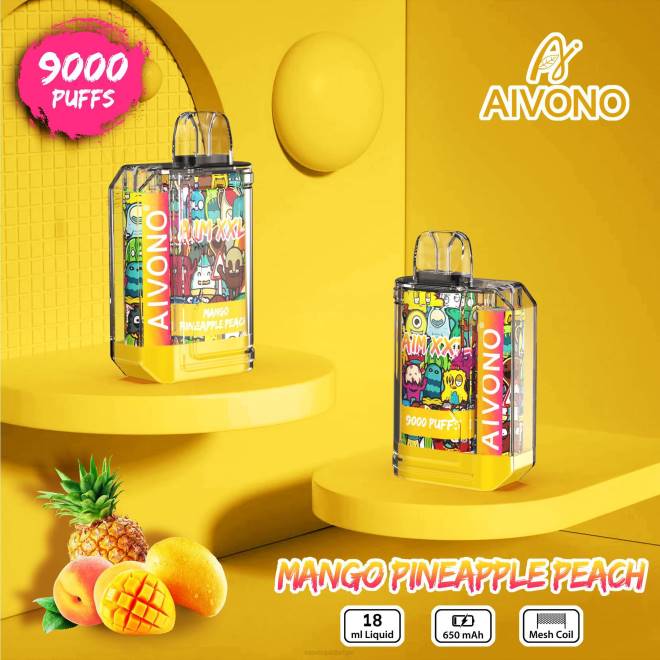 Aivono AIM XXL 9000 mondsticker transparant mango ananas perzik - H8VF49 Vape België