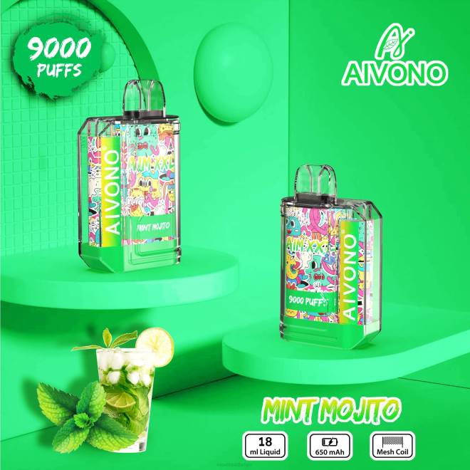 Aivono AIM XXL 9000 mondsticker transparant munt-mojito - H8VF55 Vape België