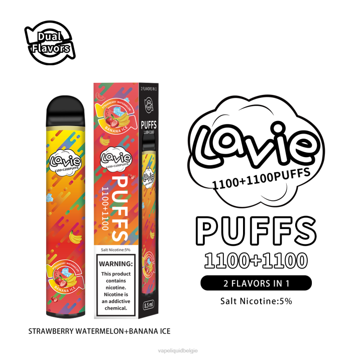 B82B295 Vape België | Aardbeien-watermeloen/bananenijs LAVIE BAR Switch 2200 trekjes